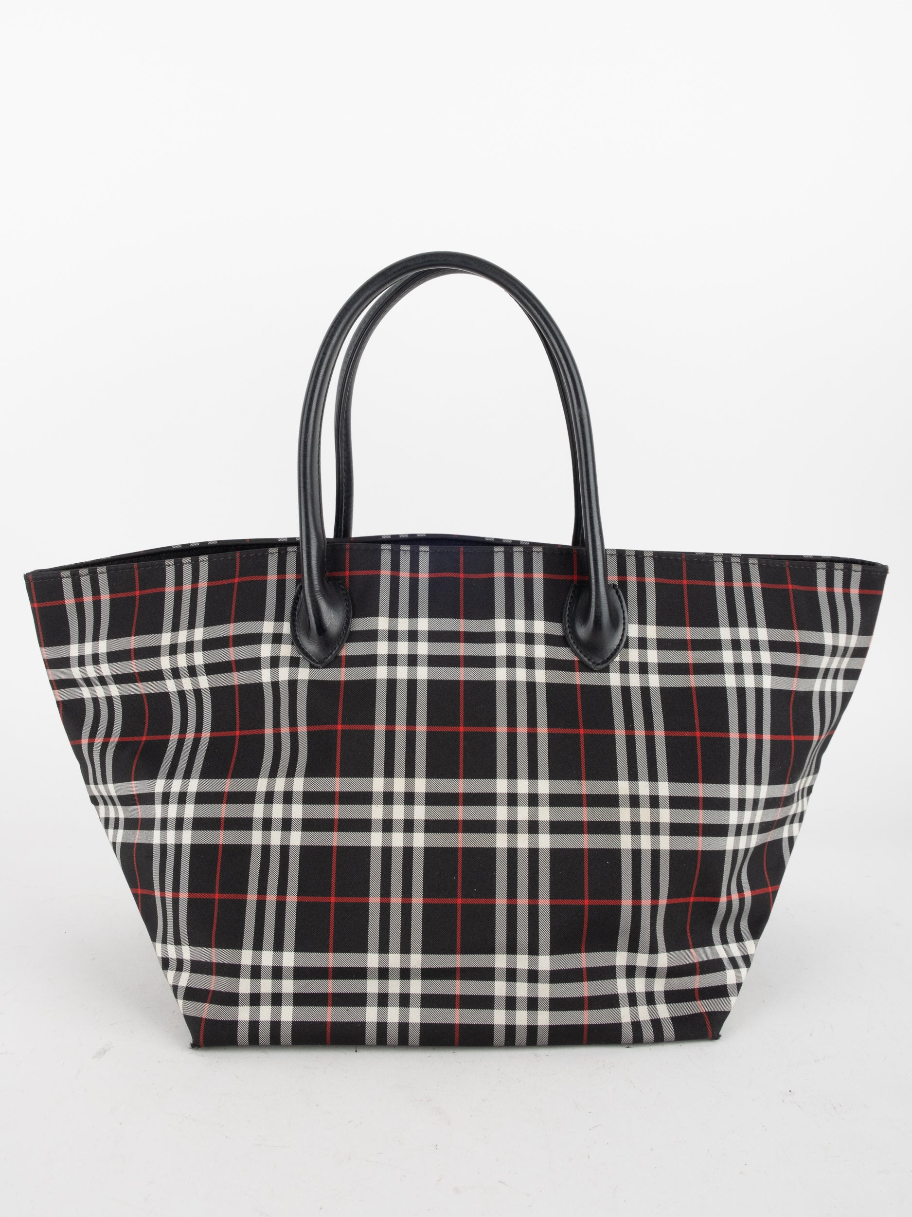 BURBERRY Nova Check Tote Bag Black Red
