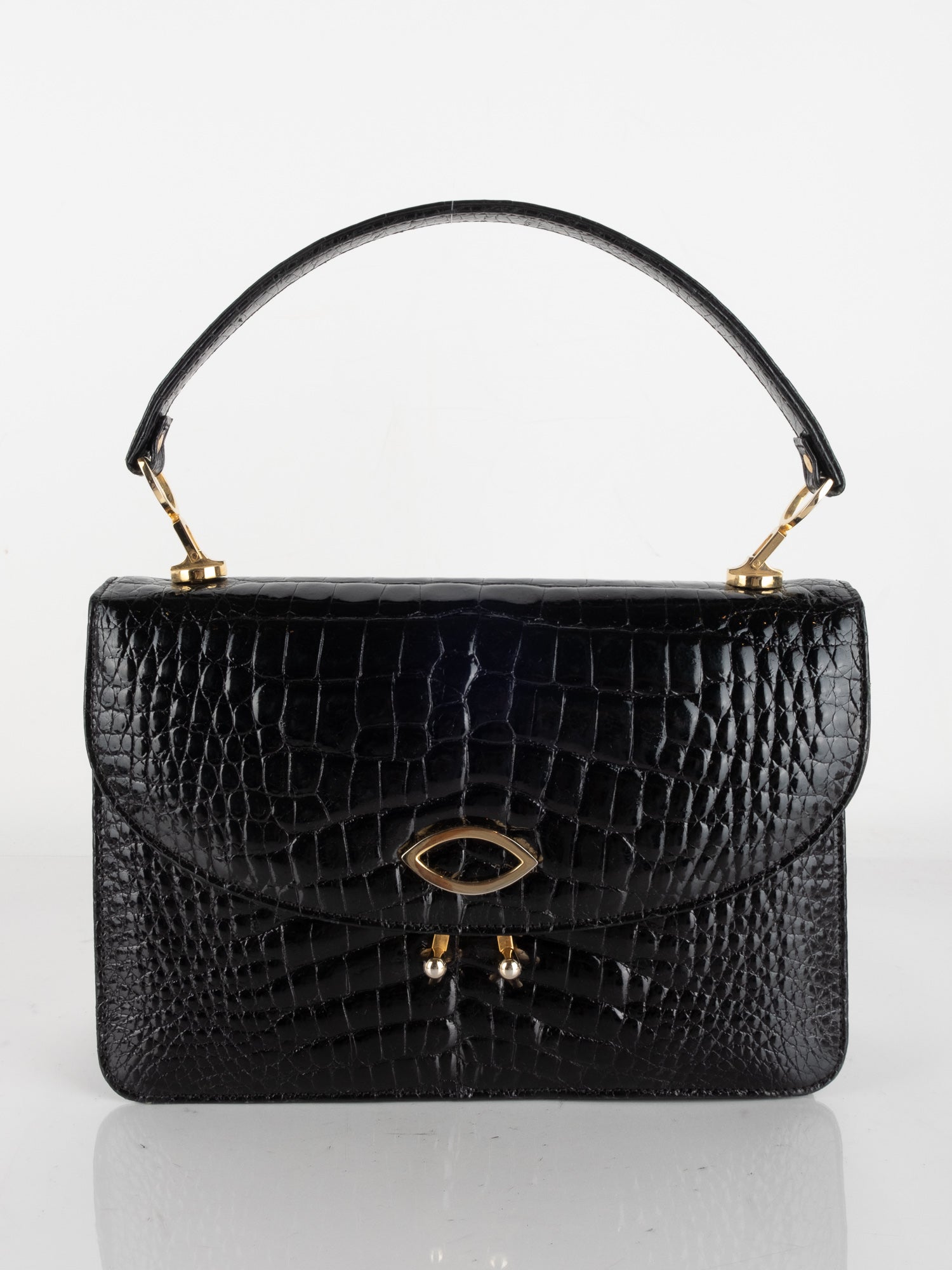 Vintage Black Croco Box Bag