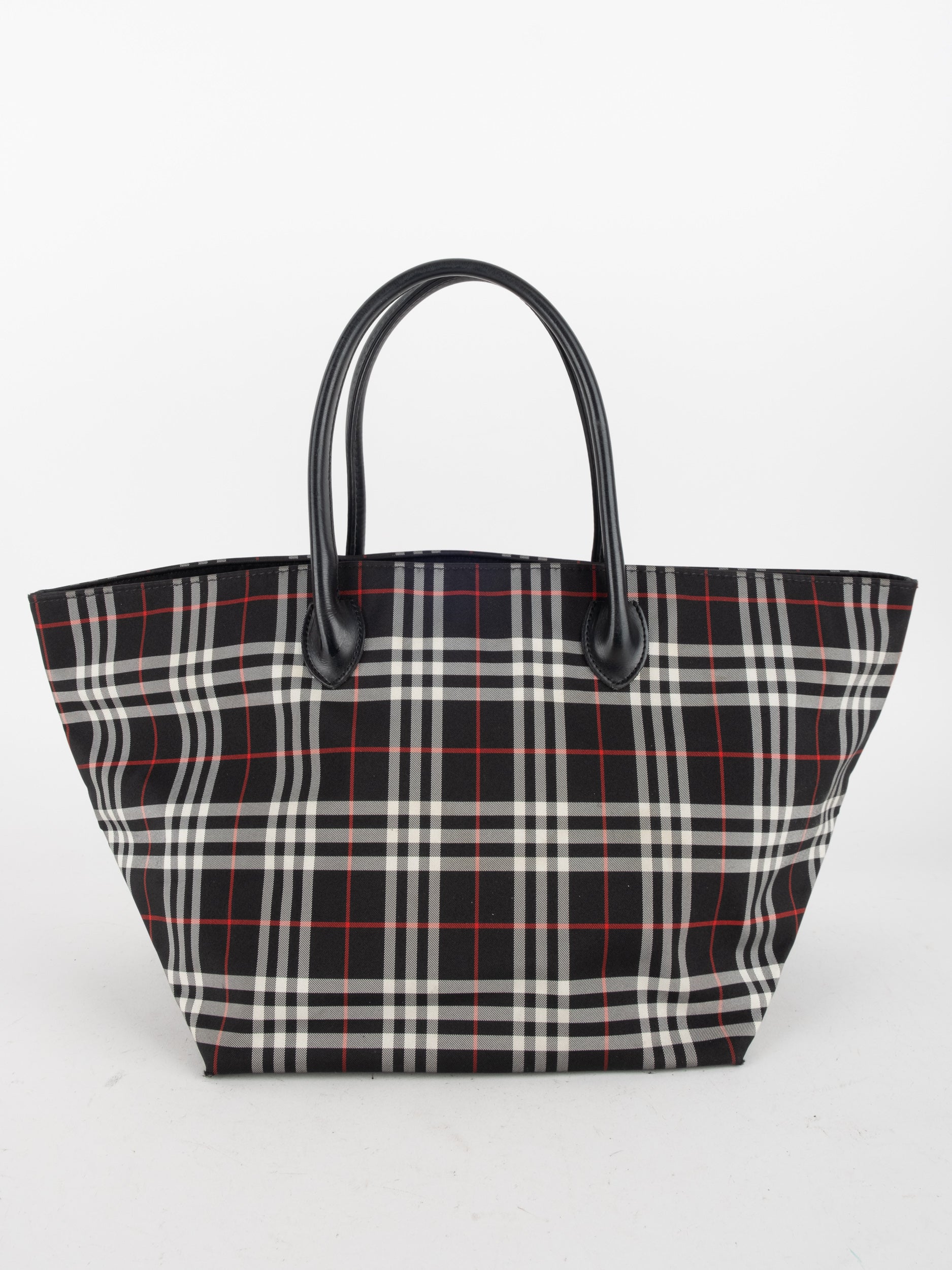 BURBERRY Nova Check Tote Bag Black Red