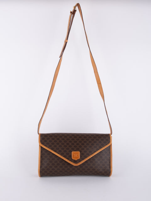 Celine Macadam Vintage Brown Envelope Shoulder Bag