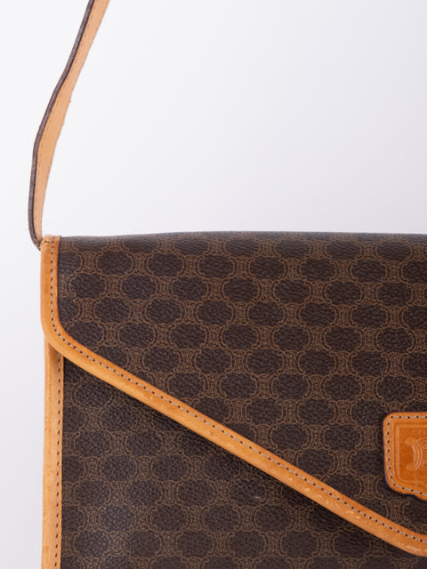Celine Macadam Vintage Brown Envelope Shoulder Bag