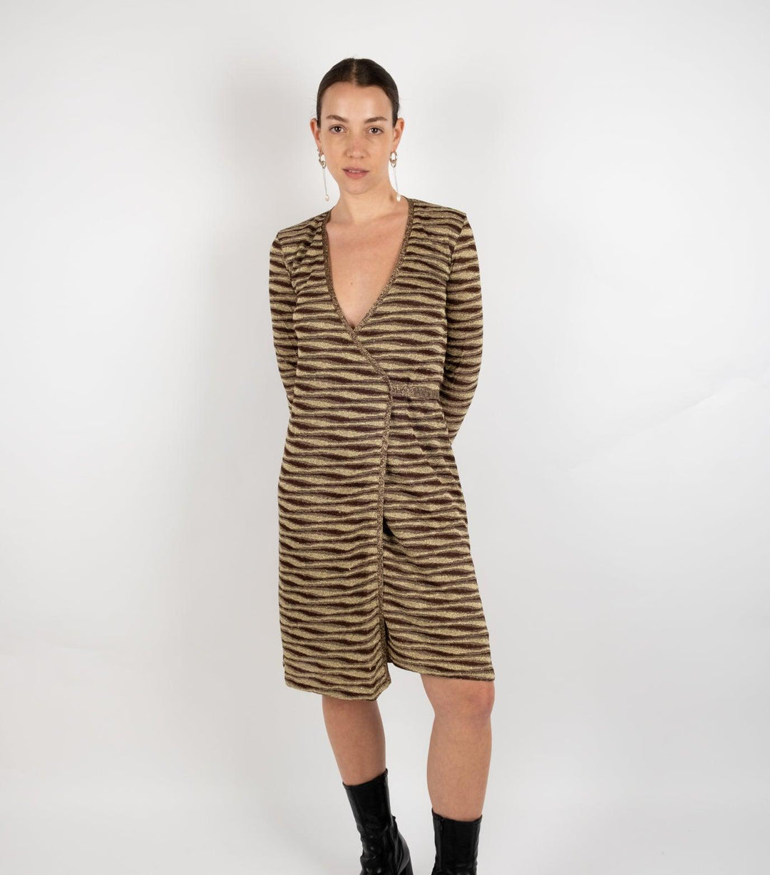 Brown-Gold Striped Top - Volver