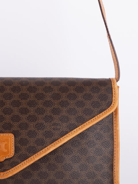 Celine Macadam Vintage Brown Envelope Shoulder Bag