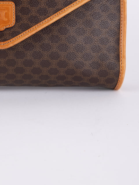 Celine Macadam Vintage Brown Envelope Shoulder Bag