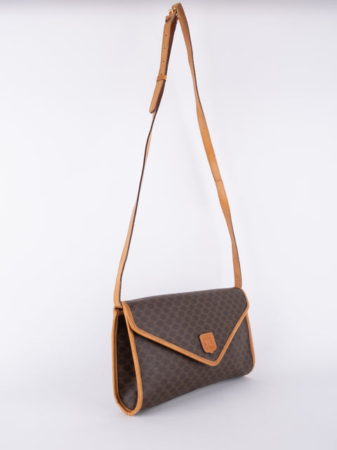 Celine Macadam Vintage Brown Envelope Shoulder Bag
