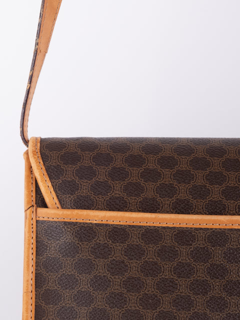 Celine Macadam Vintage Brown Envelope Shoulder Bag