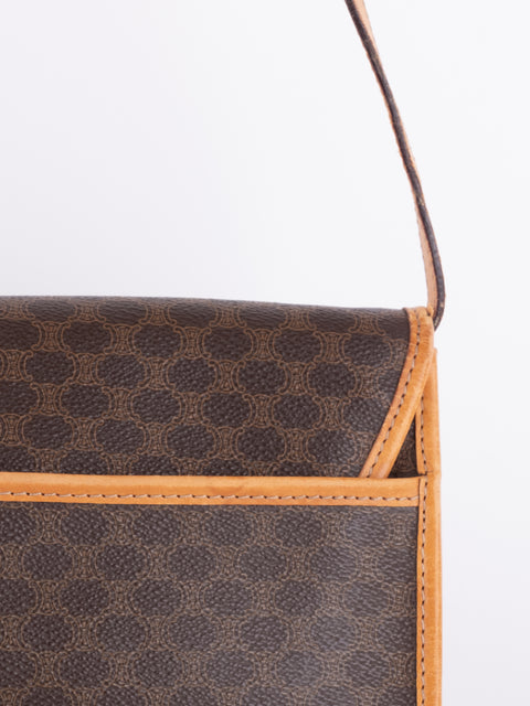 Celine Macadam Vintage Brown Envelope Shoulder Bag