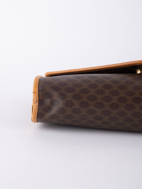 Celine Macadam Vintage Brown Envelope Shoulder Bag