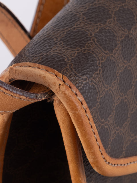 Celine Macadam Vintage Brown Envelope Shoulder Bag
