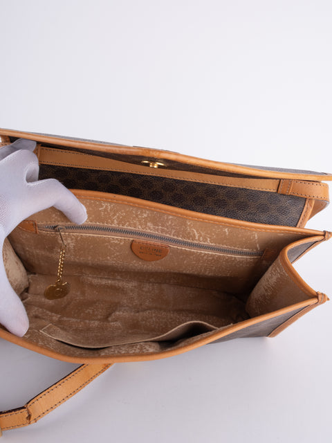 Celine Macadam Vintage Brown Envelope Shoulder Bag