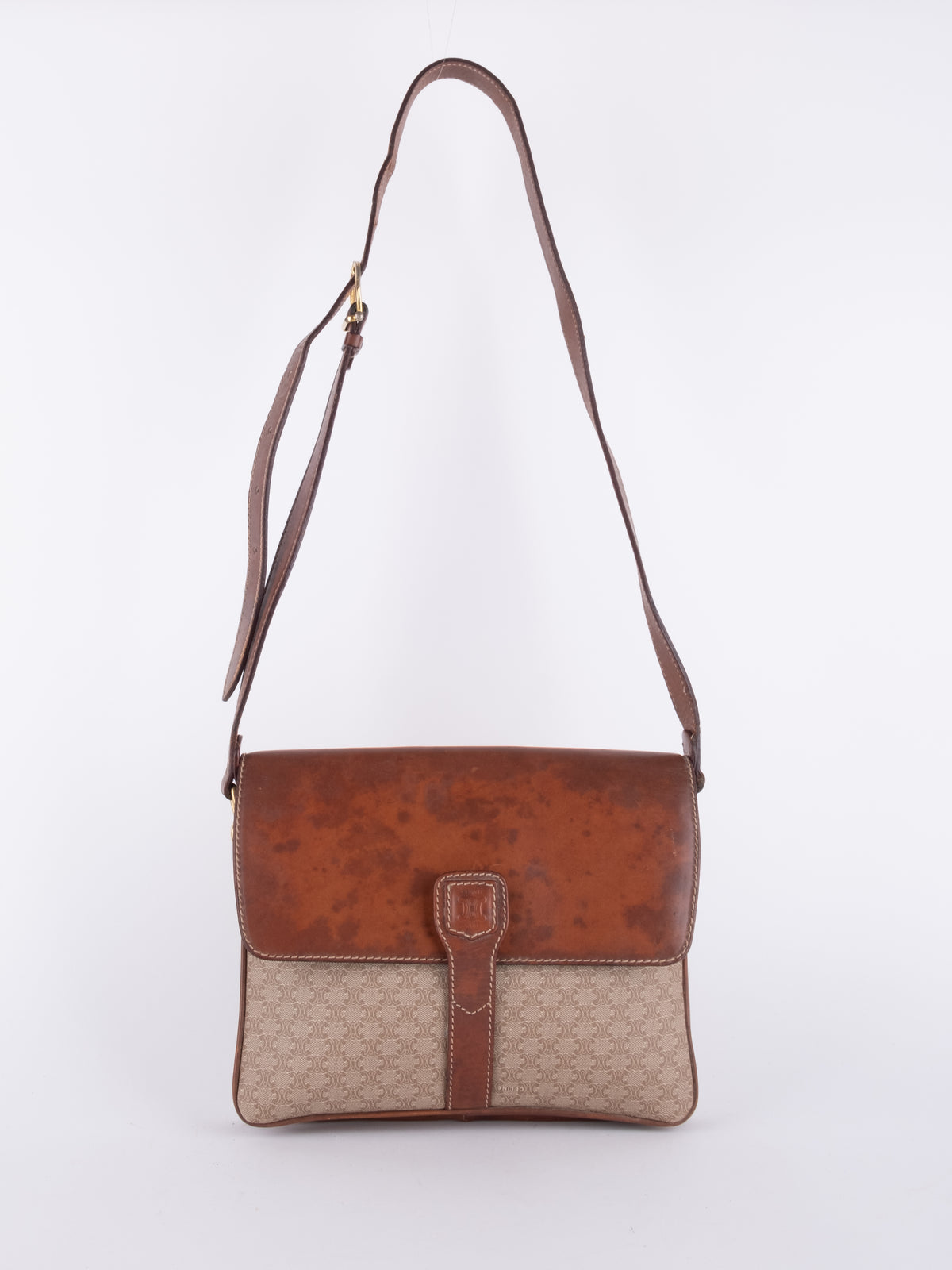 Celine Vintage Macadam Two Tone Crossbody Bag