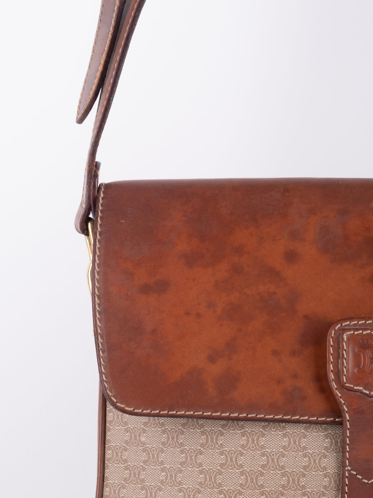 Celine Vintage Macadam Two Tone Crossbody Bag
