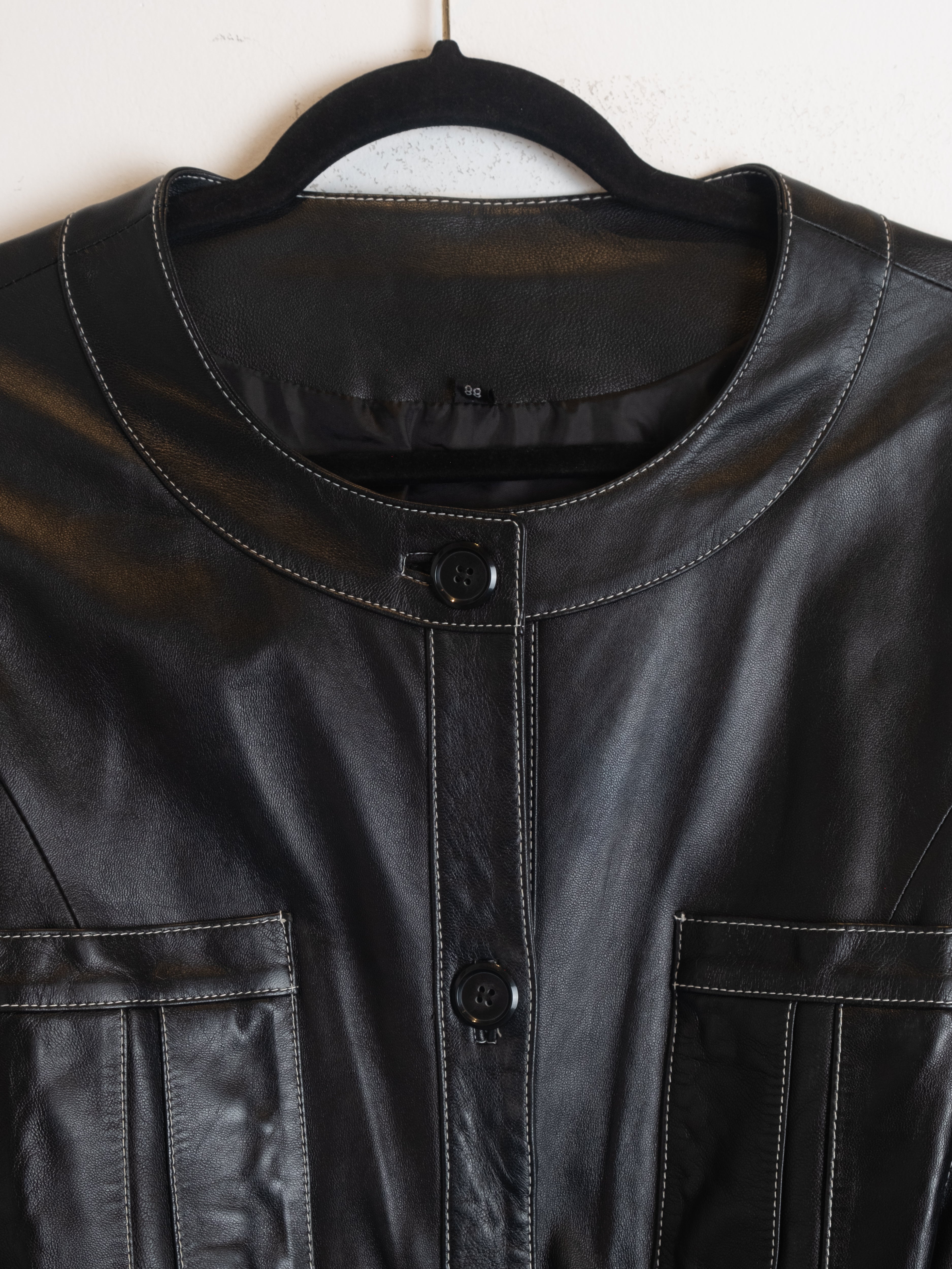 Leather Belted Coat – Black