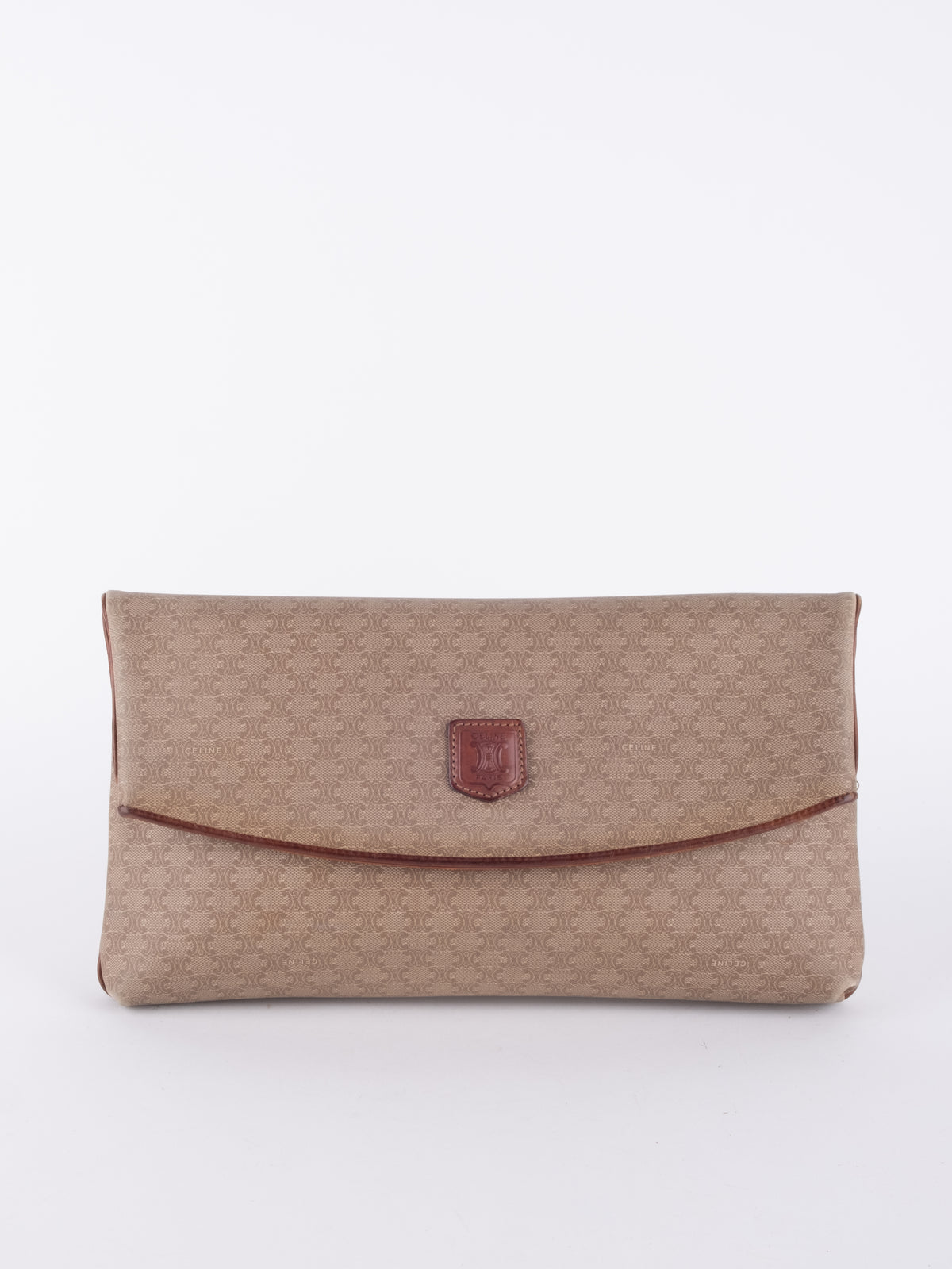 Celine Vintage Macadam Beige Envelope Clutch