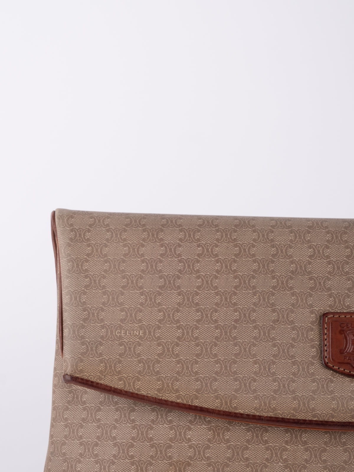 Celine Vintage Macadam Beige Envelope Clutch