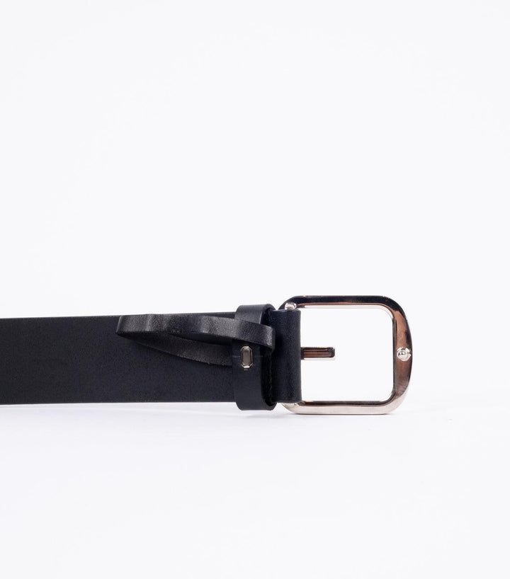 Black Leather Belt Silver - Volver