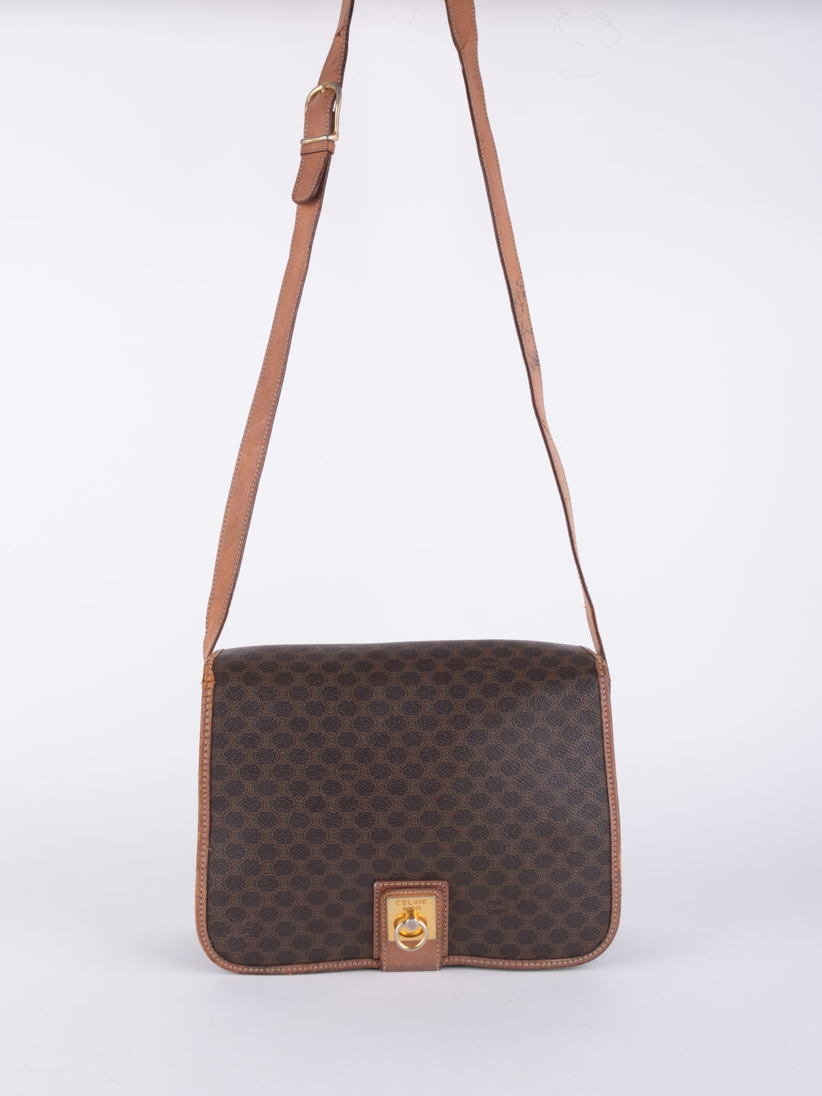 Celine Vintage Macadam Brown Crossbody Bag