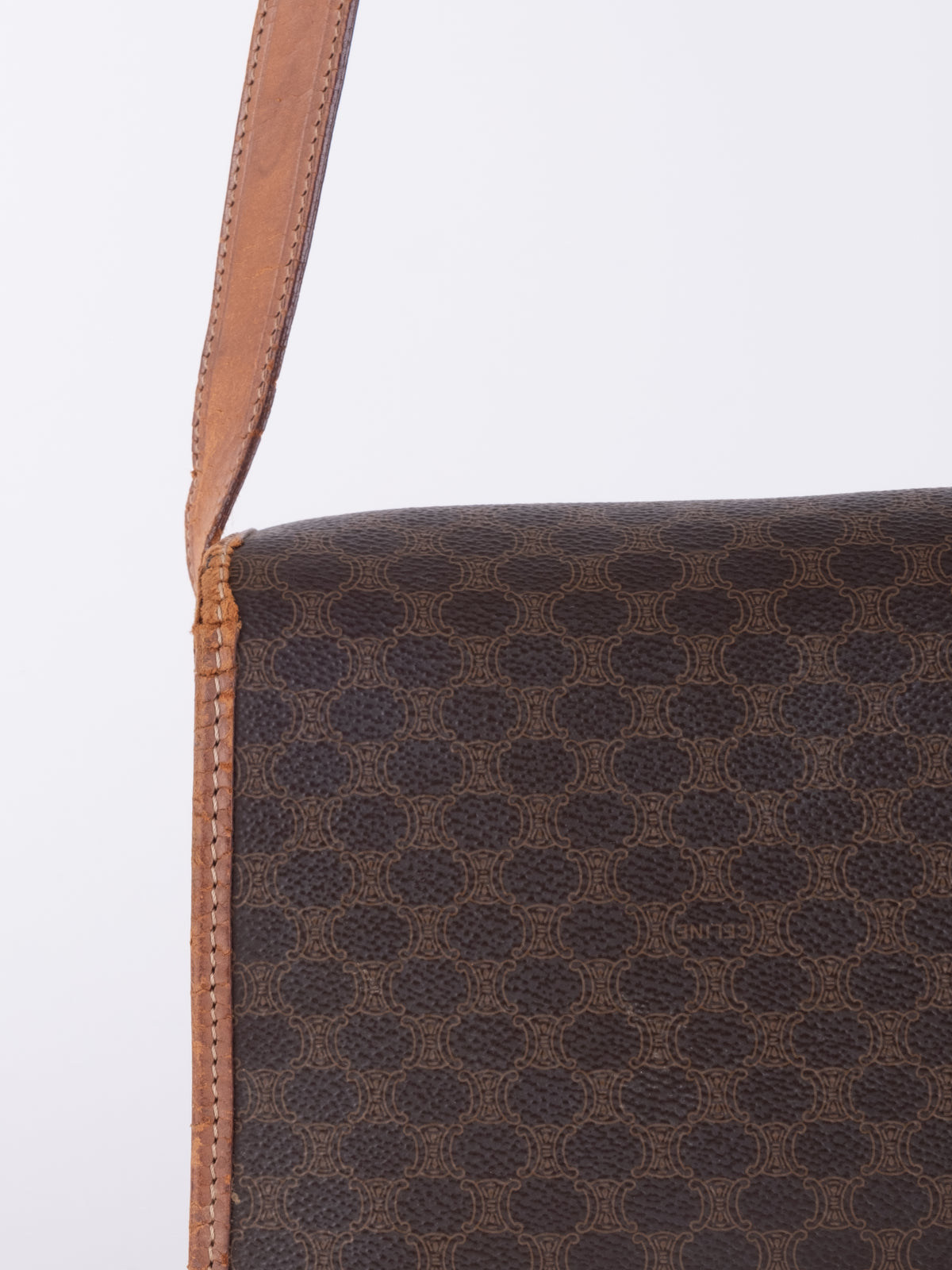 Celine Vintage Macadam Brown Crossbody Bag