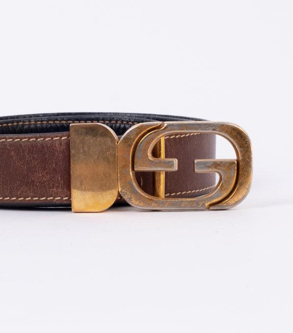 Brown Leather Belt Gold - Volver
