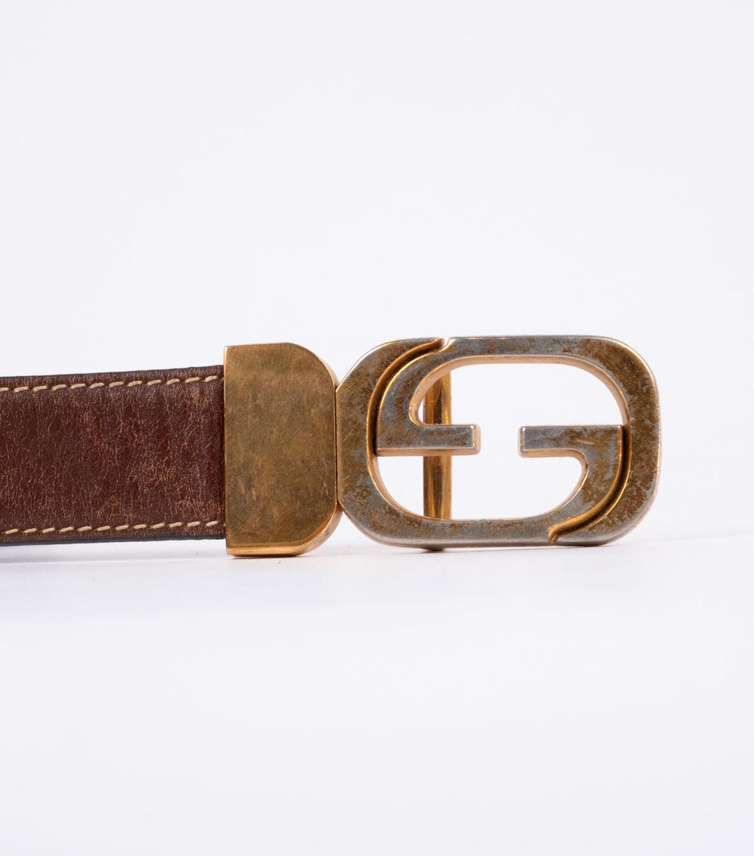Brown Leather Belt Gold - Volver