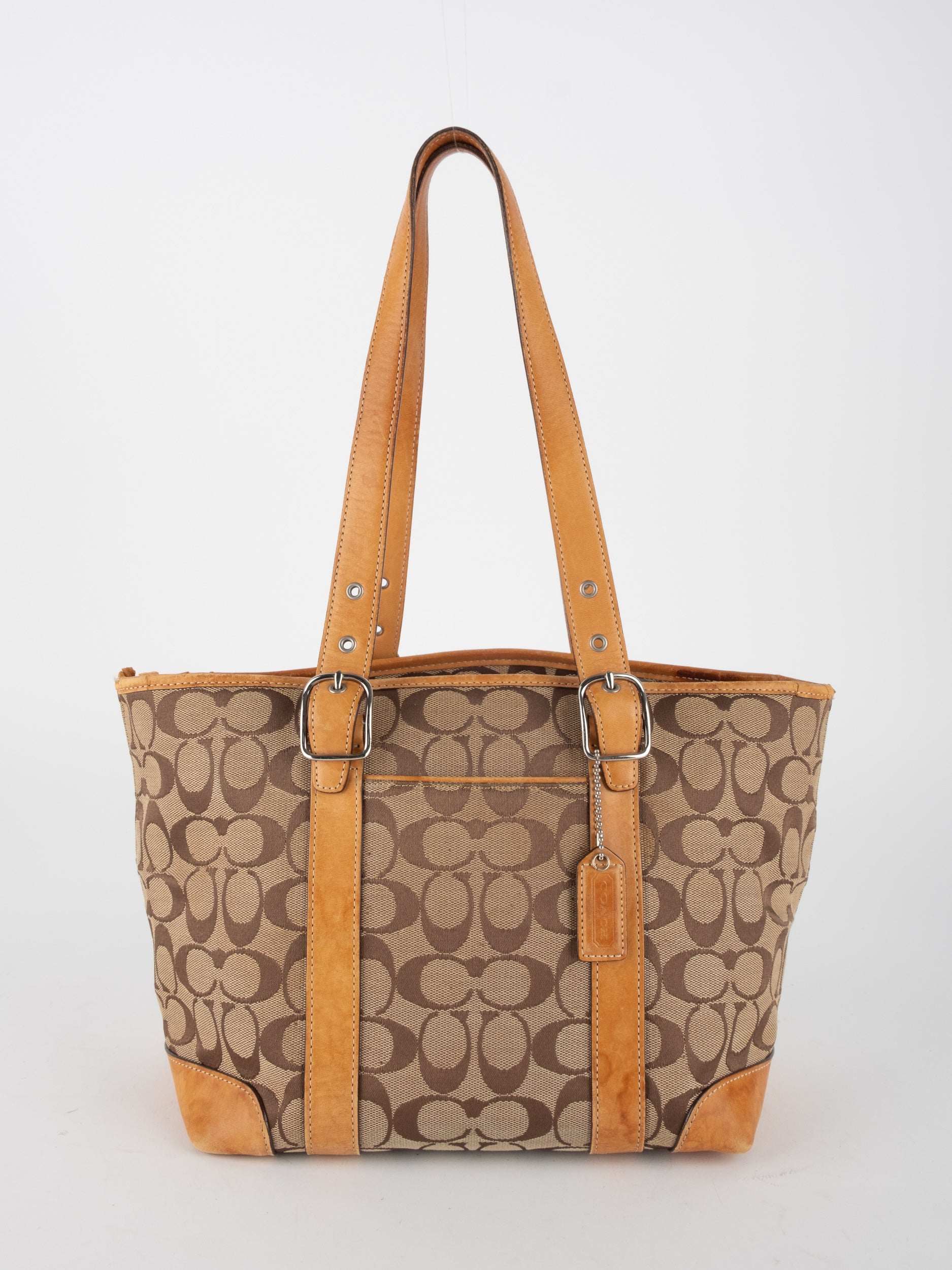 COACH Signature Tote with Leather Straps