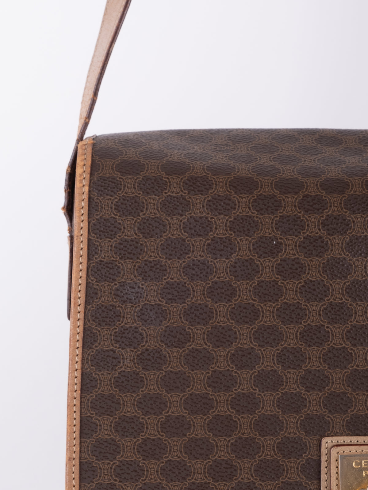 Celine Vintage Macadam Brown Flap Shoulder Bag