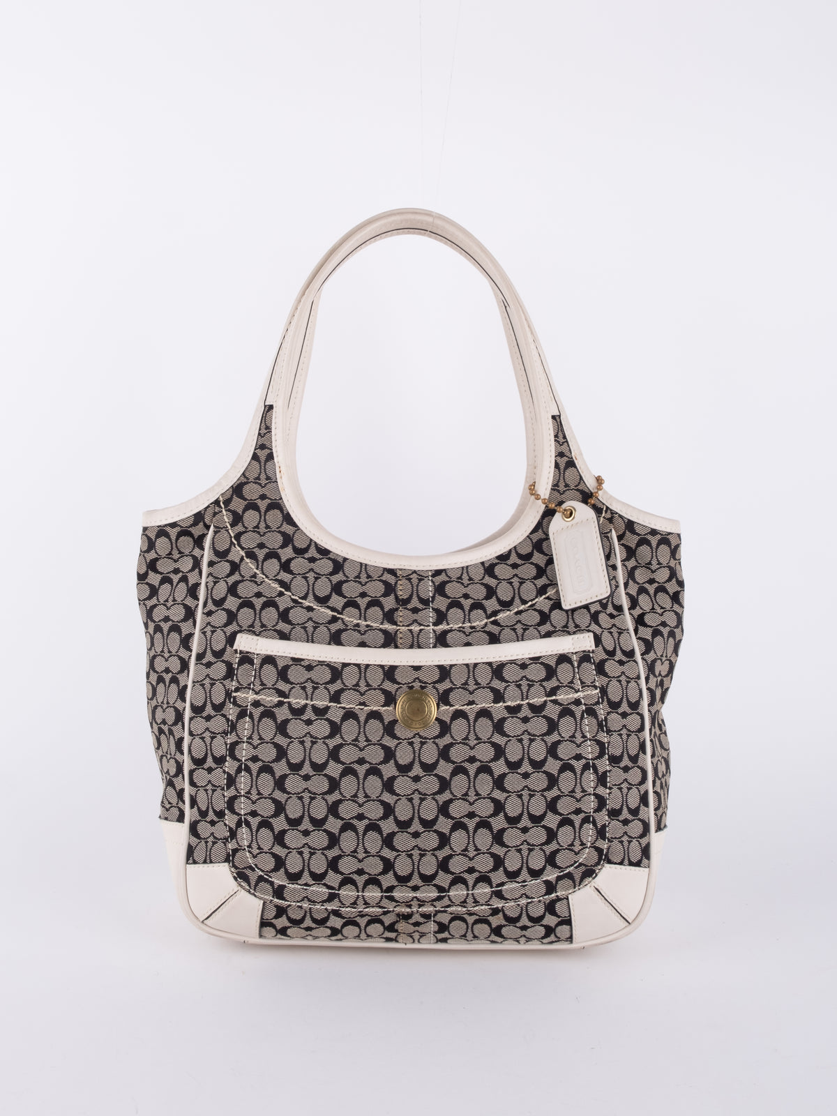 Coach Vintage Black Signature Hobo Shoulder Bag