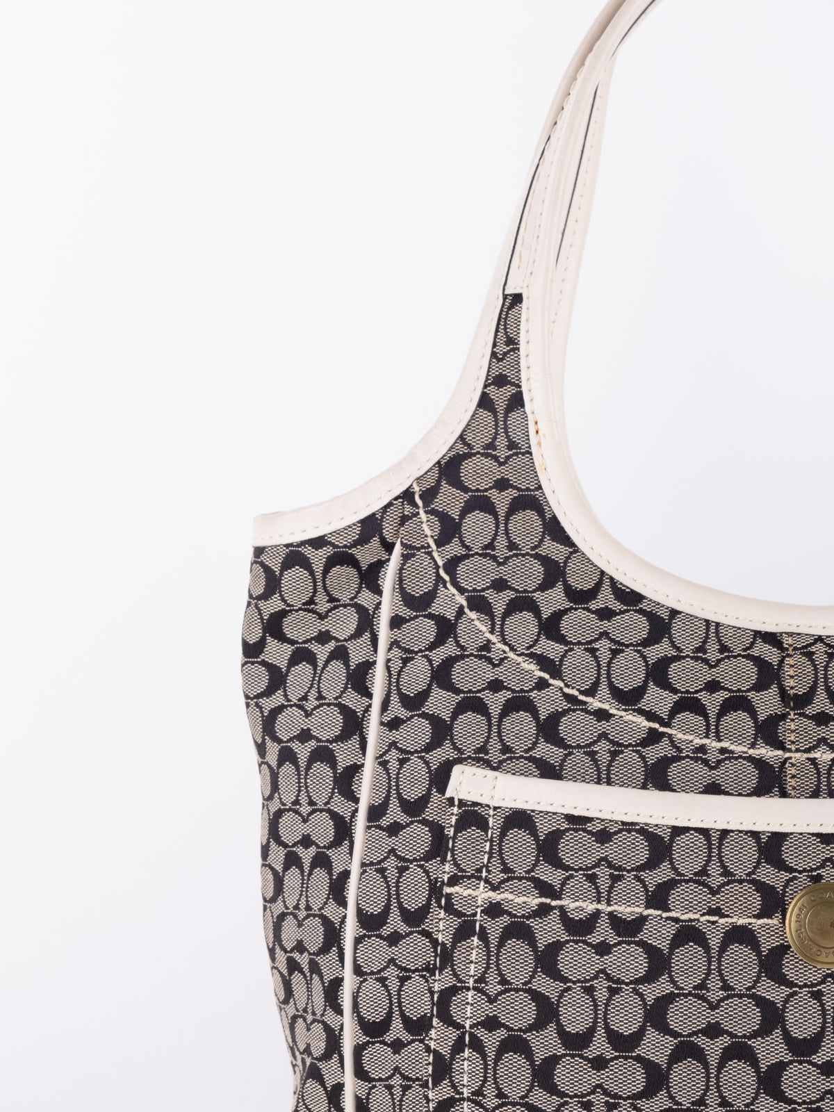 Coach Vintage Black Signature Hobo Shoulder Bag