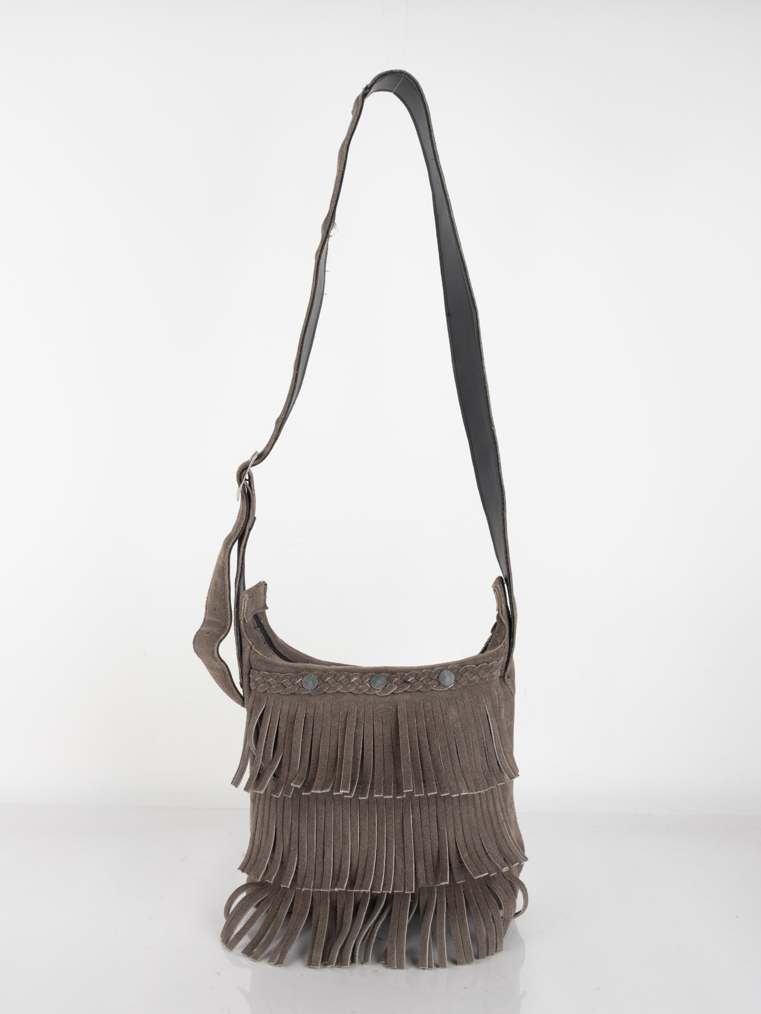 Vintage Brown Suede Fringe Bag