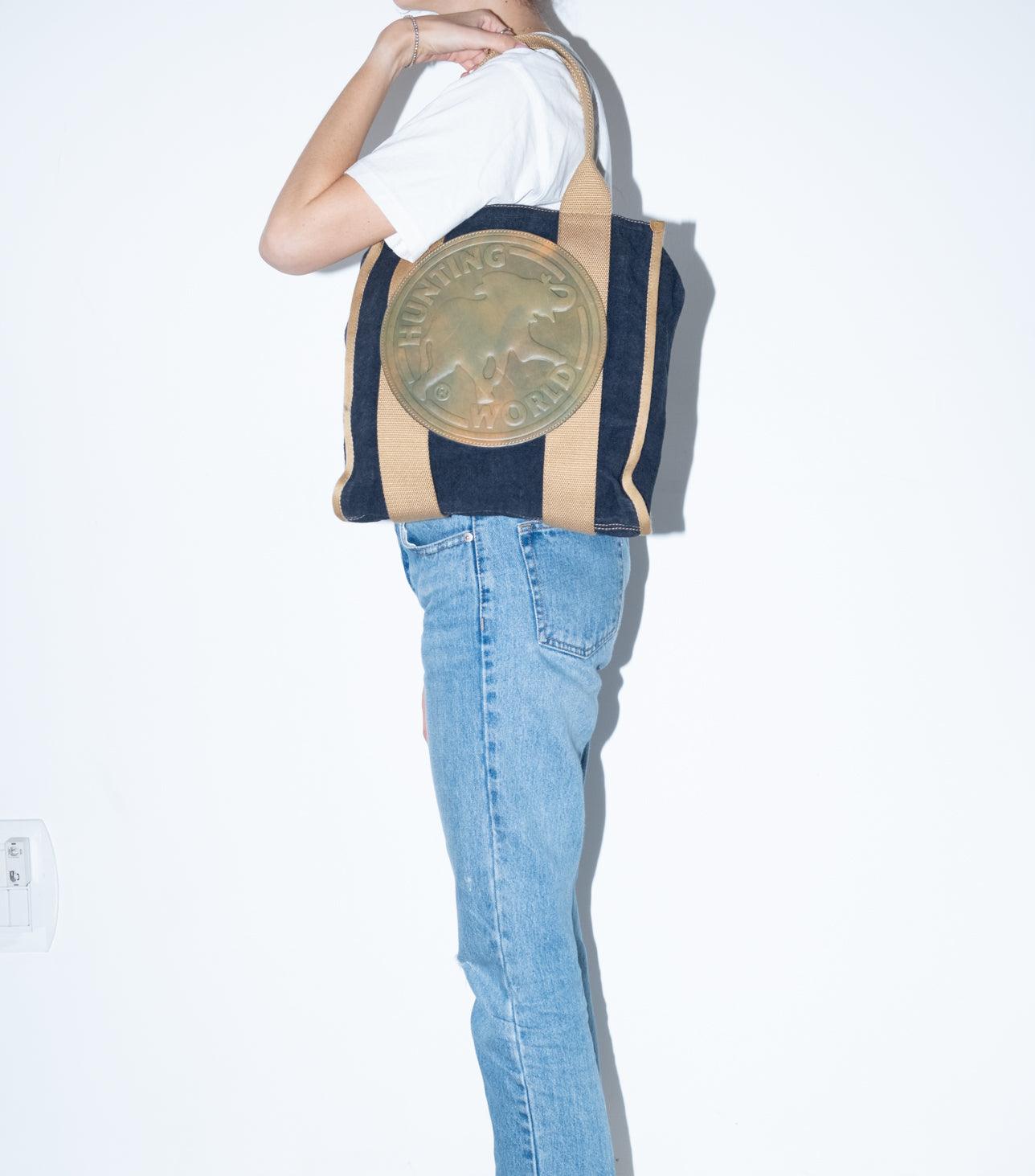 Beige-Denim Shoulder Bag