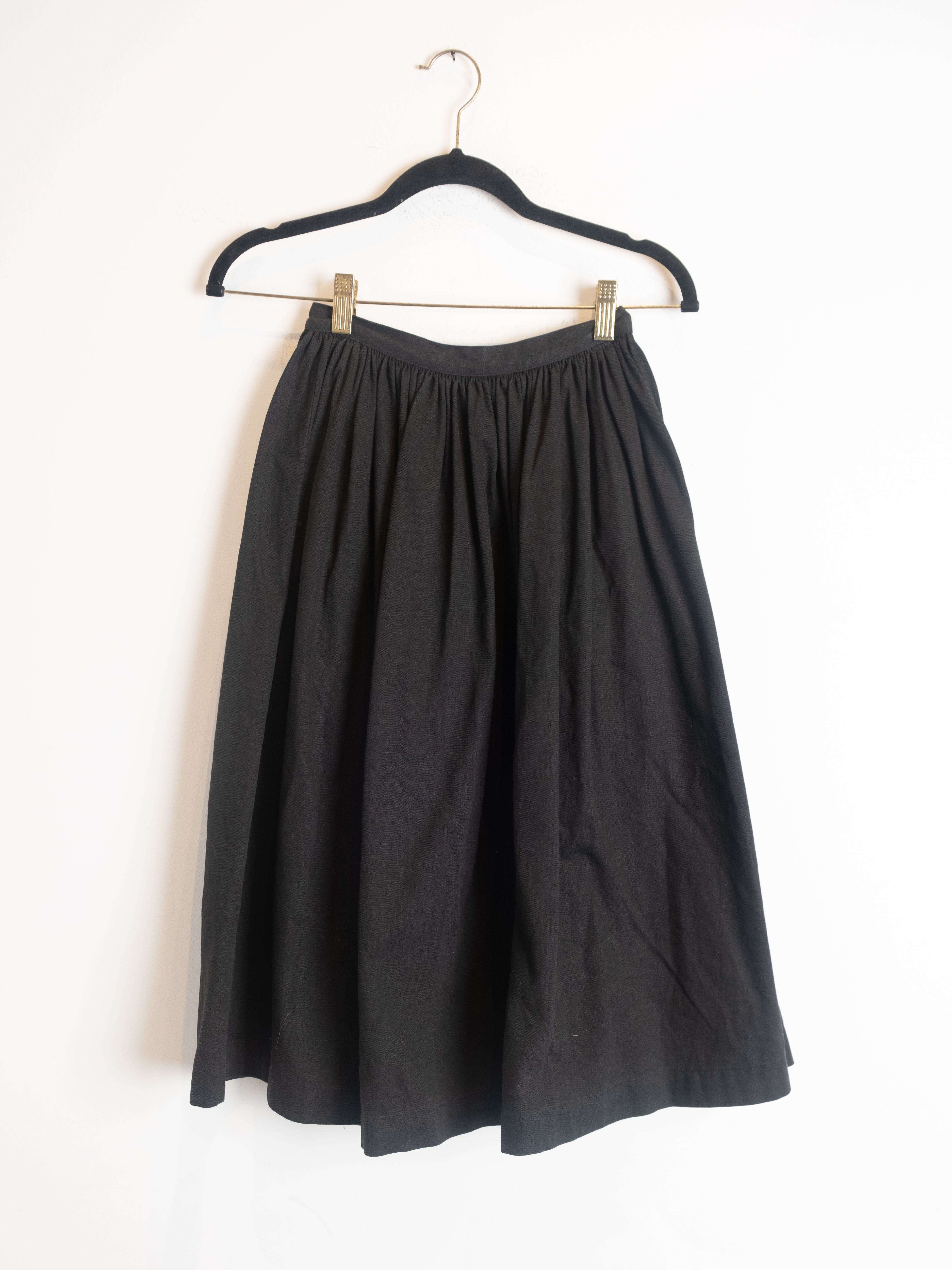 Vintage Black Button Midi Skirt