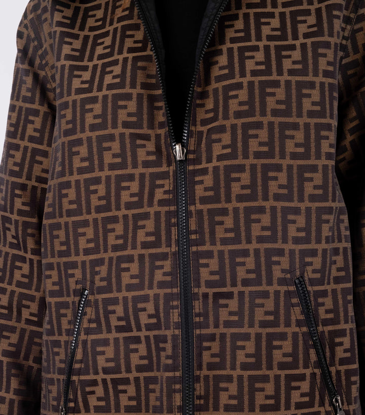 Brown Monogram Zipped Coat - Volver