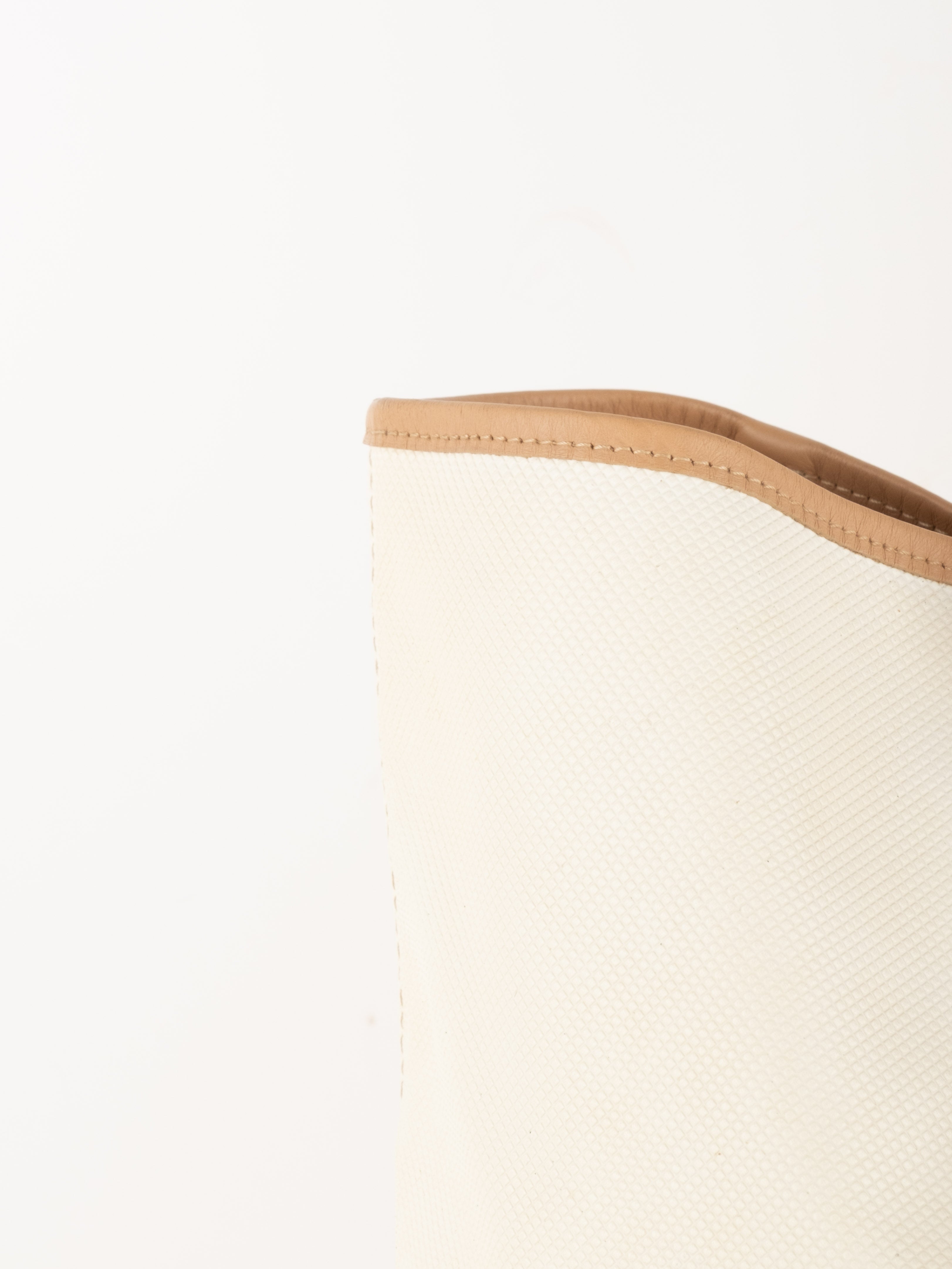 Longchamp White Canvas & Leather Tote