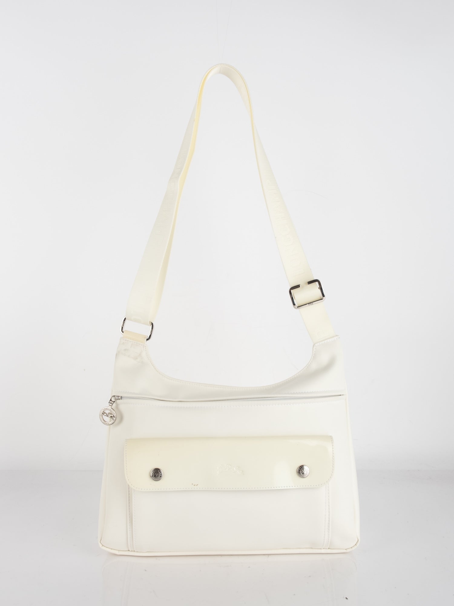 longchamp White Canvas Shoulder Bag
