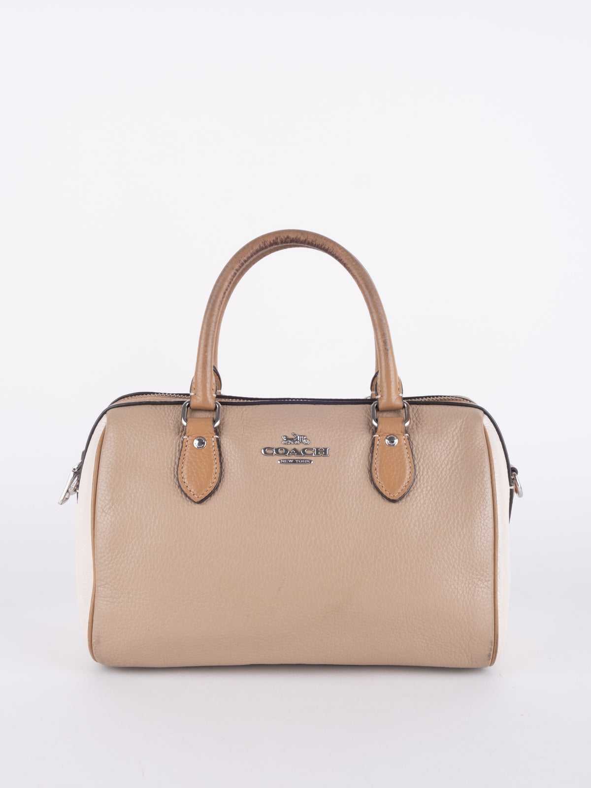 Coach Vintage Beige Leather Mini Boston Bag