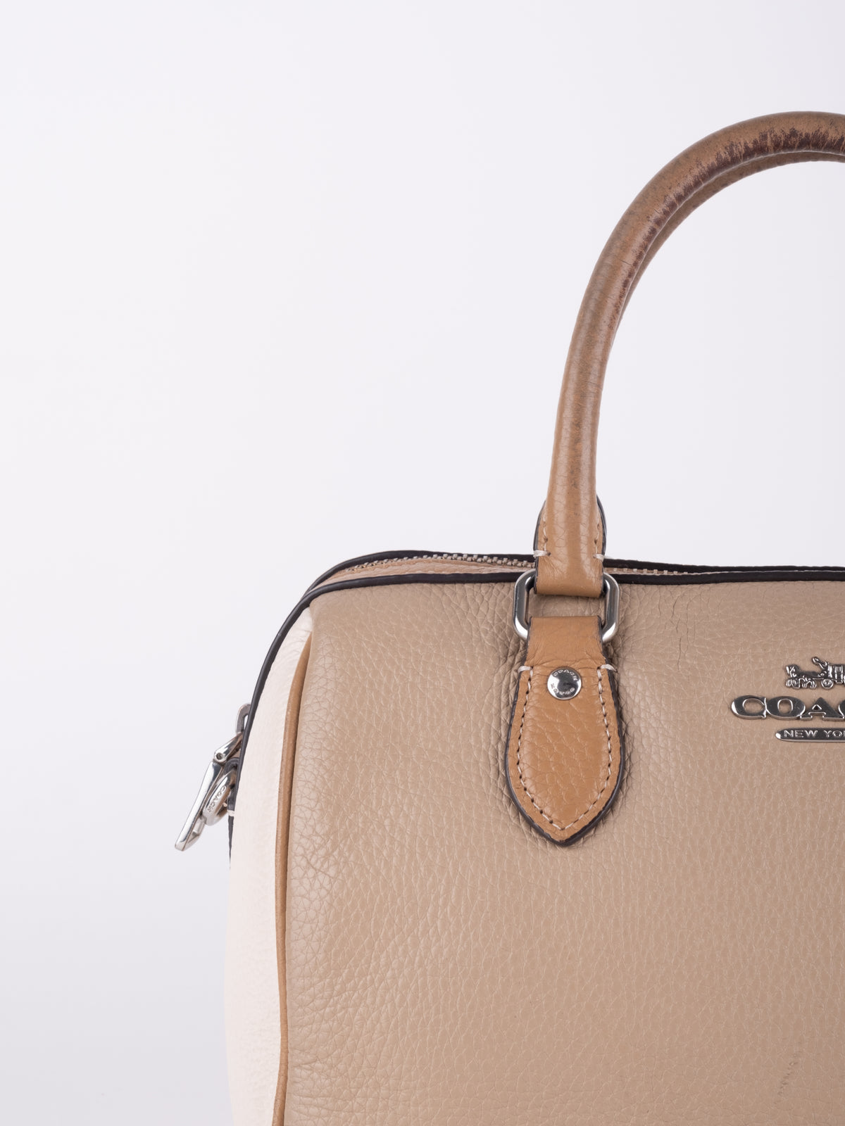 Coach Vintage Beige Leather Mini Boston Bag