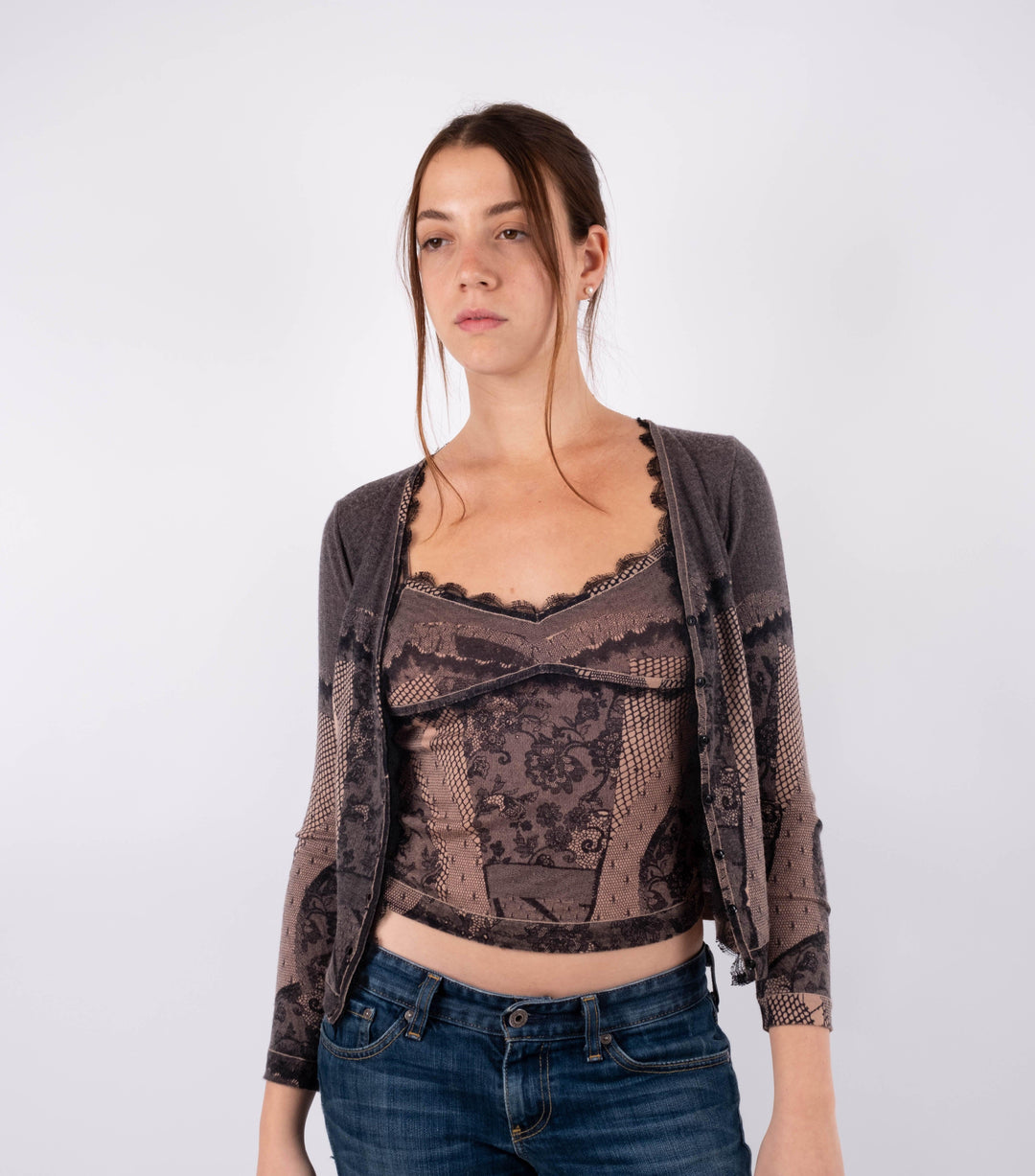 Gray Knit and Top with Lace - Volver