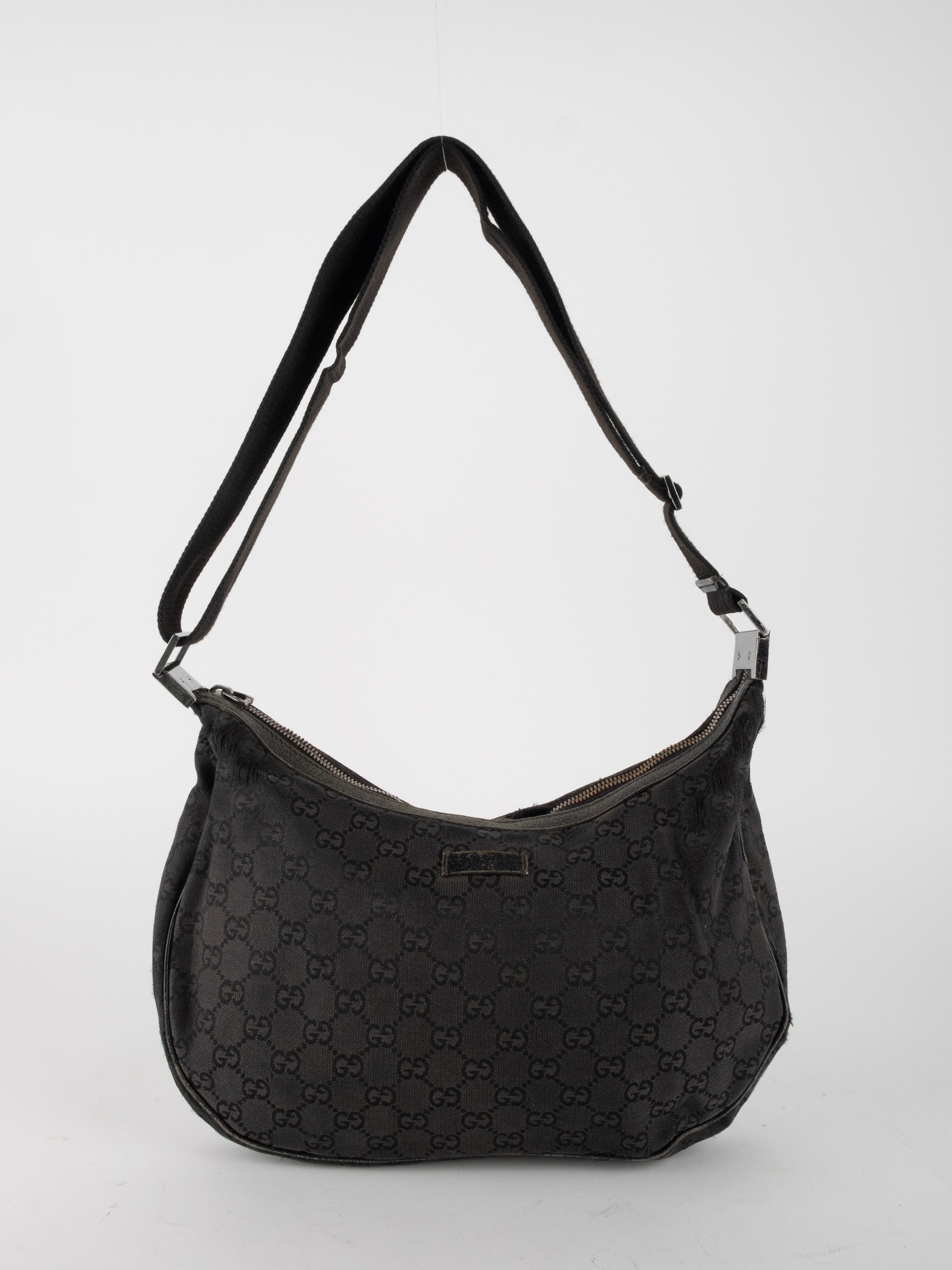 GUCCI GG Canvas Hobo Bag Black
