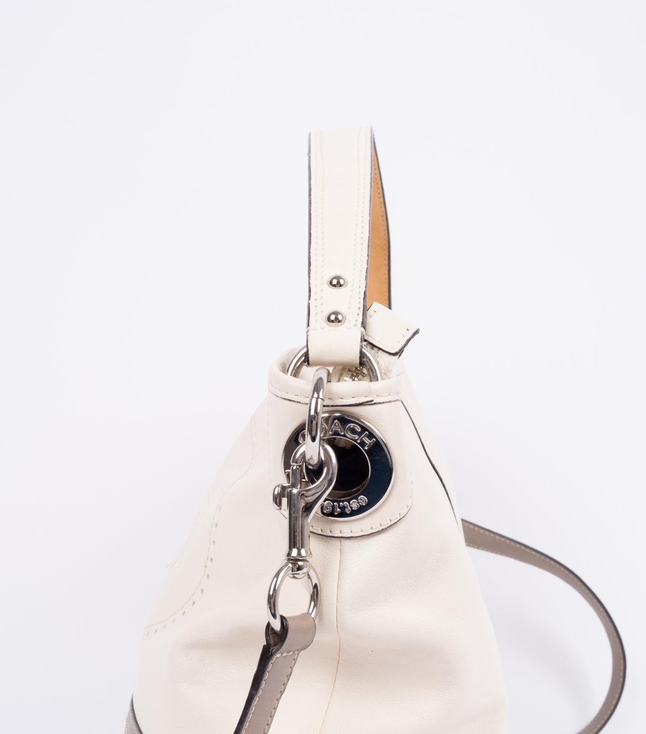 Gray-White Leather Crossbody Bag