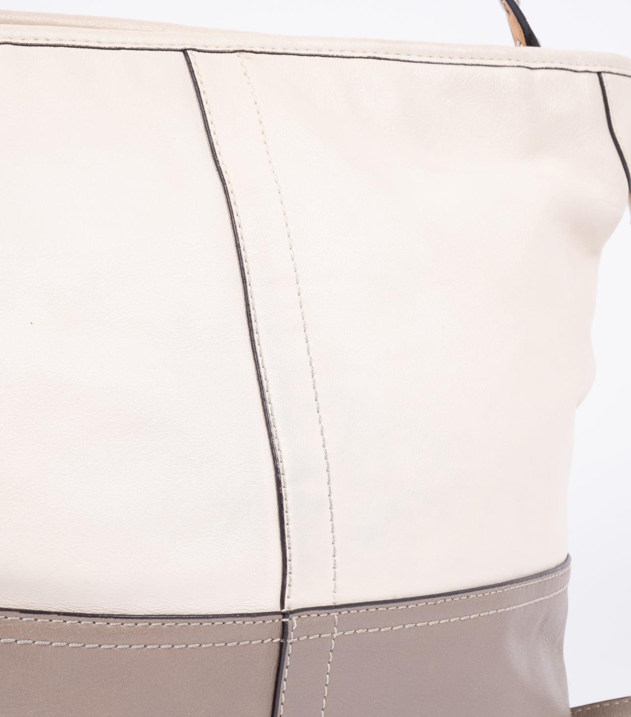 Gray-White Leather Crossbody Bag