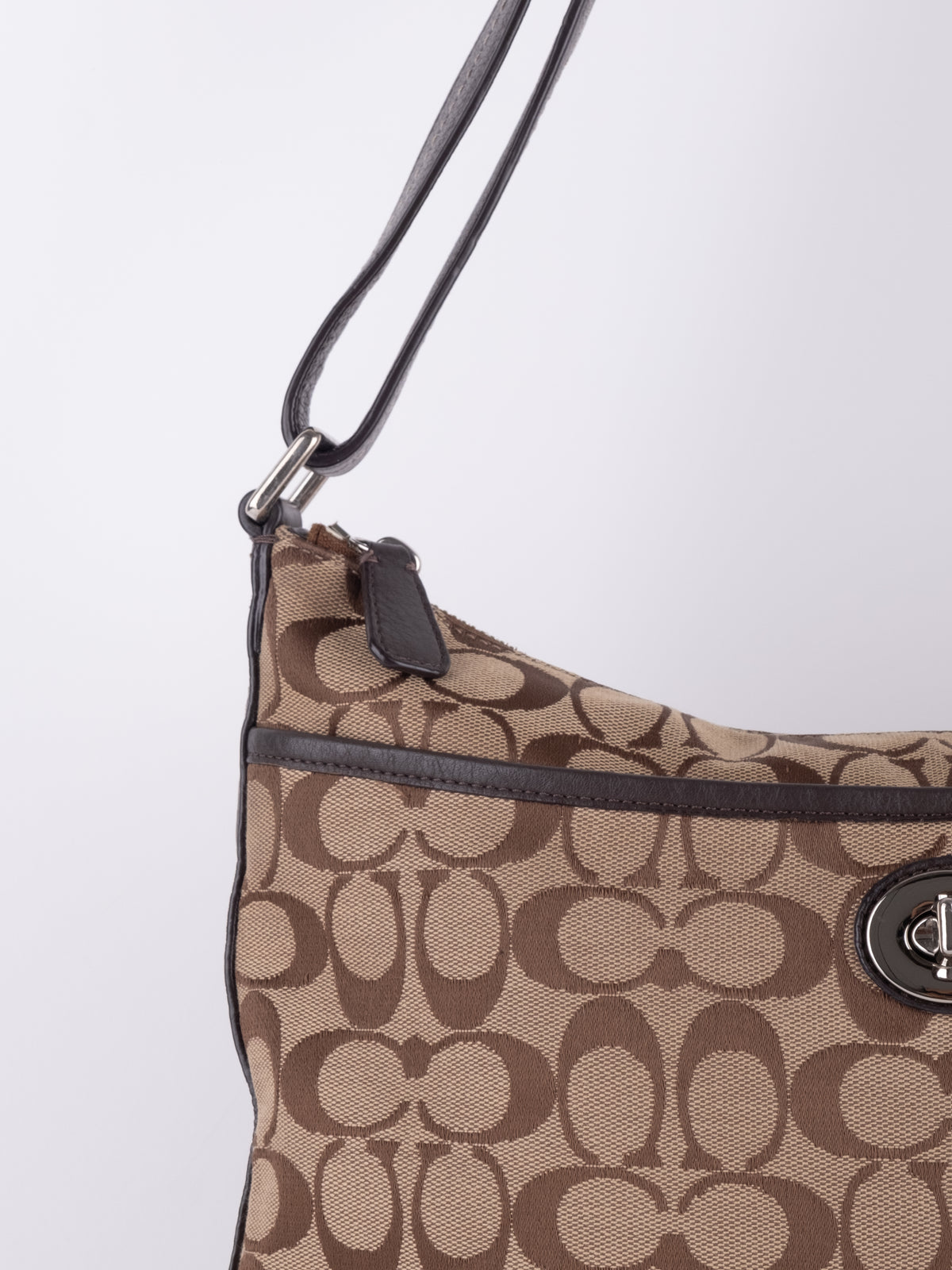 Coach Vintage Brown Signature Hobo Shoulder Bag
