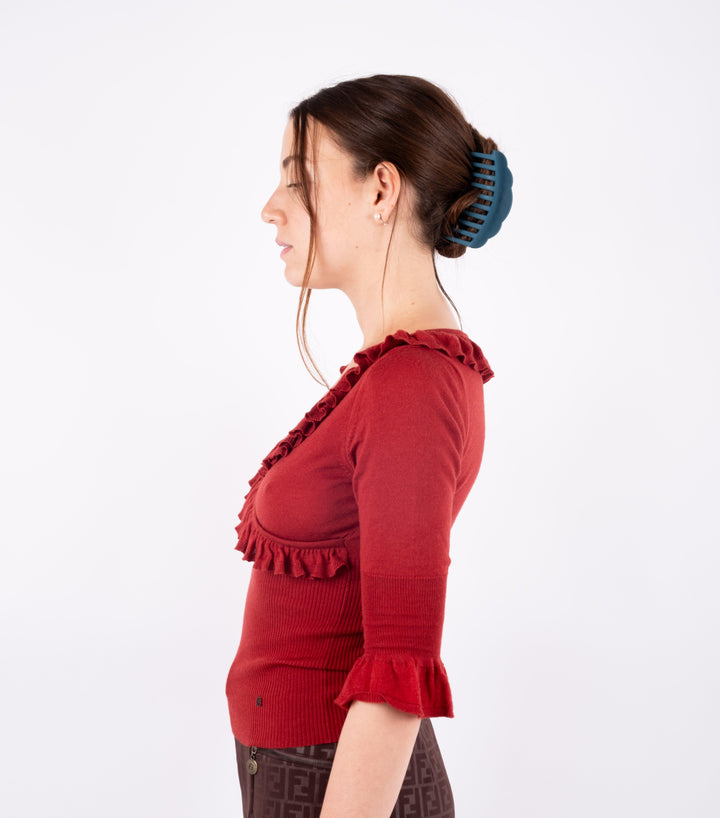 Red Knitted Blouse - Volver