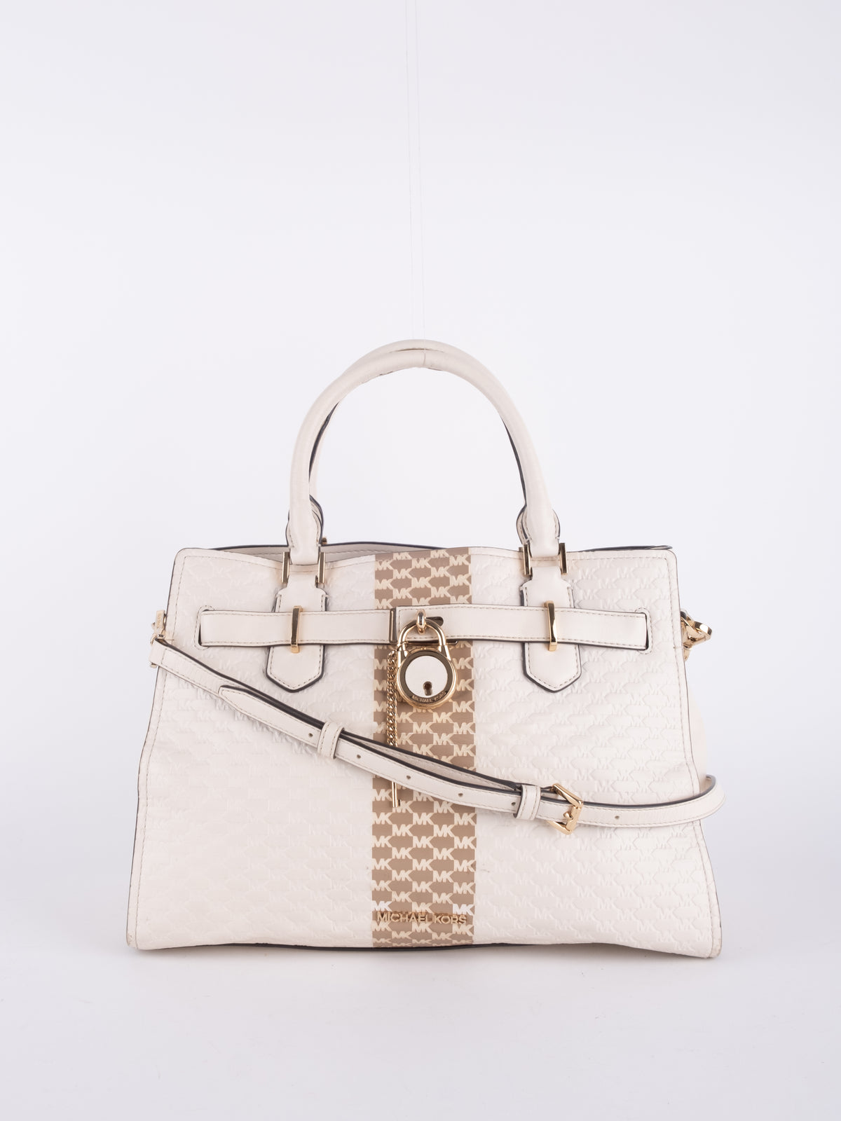 Michael Kors White Signature Monogram Satchel Bag