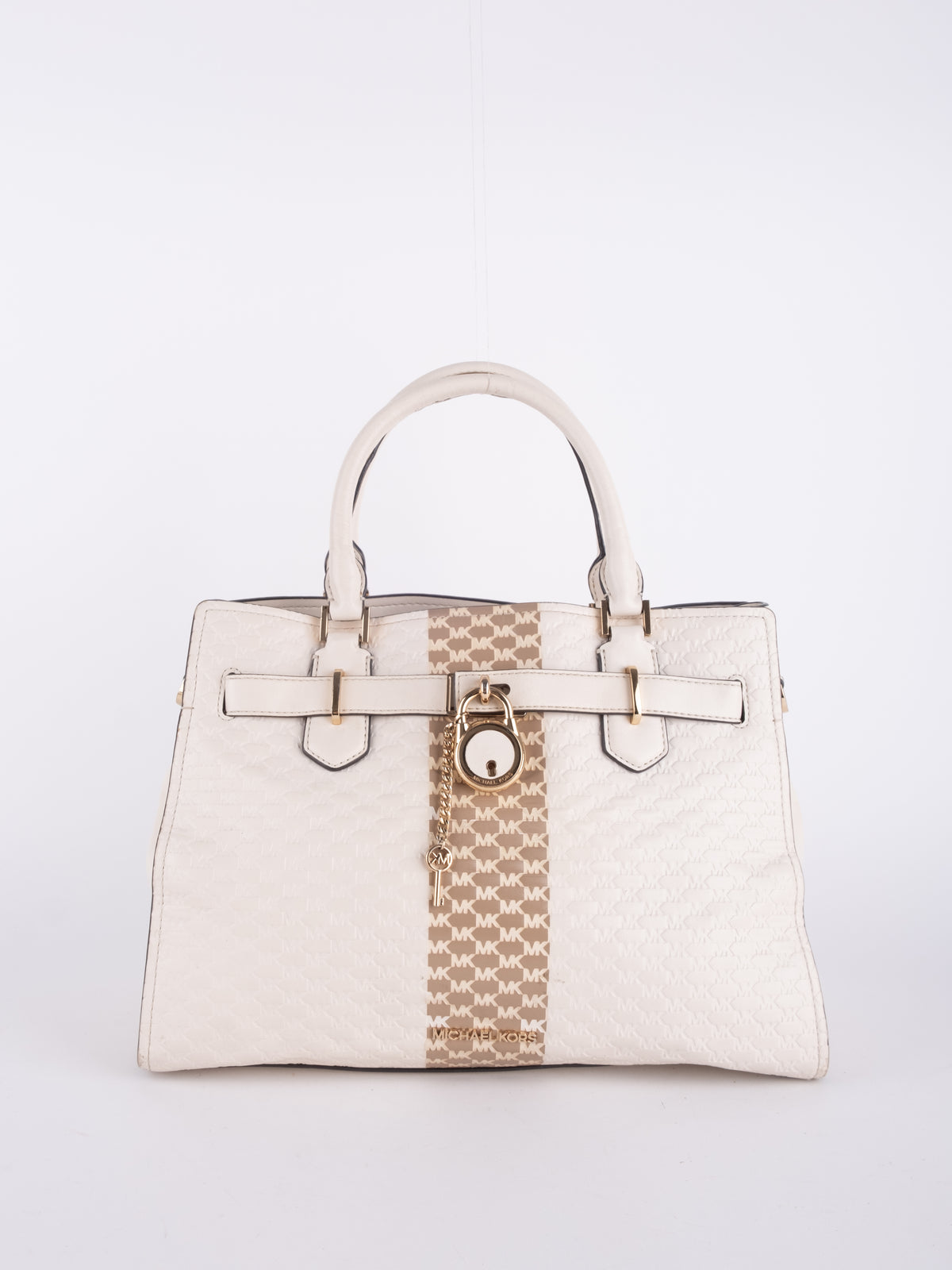 Michael Kors White Signature Monogram Satchel Bag