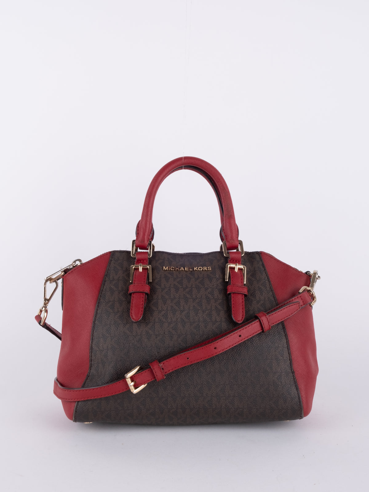 Michael Kors Red Black Signature Mini Satchel Bag