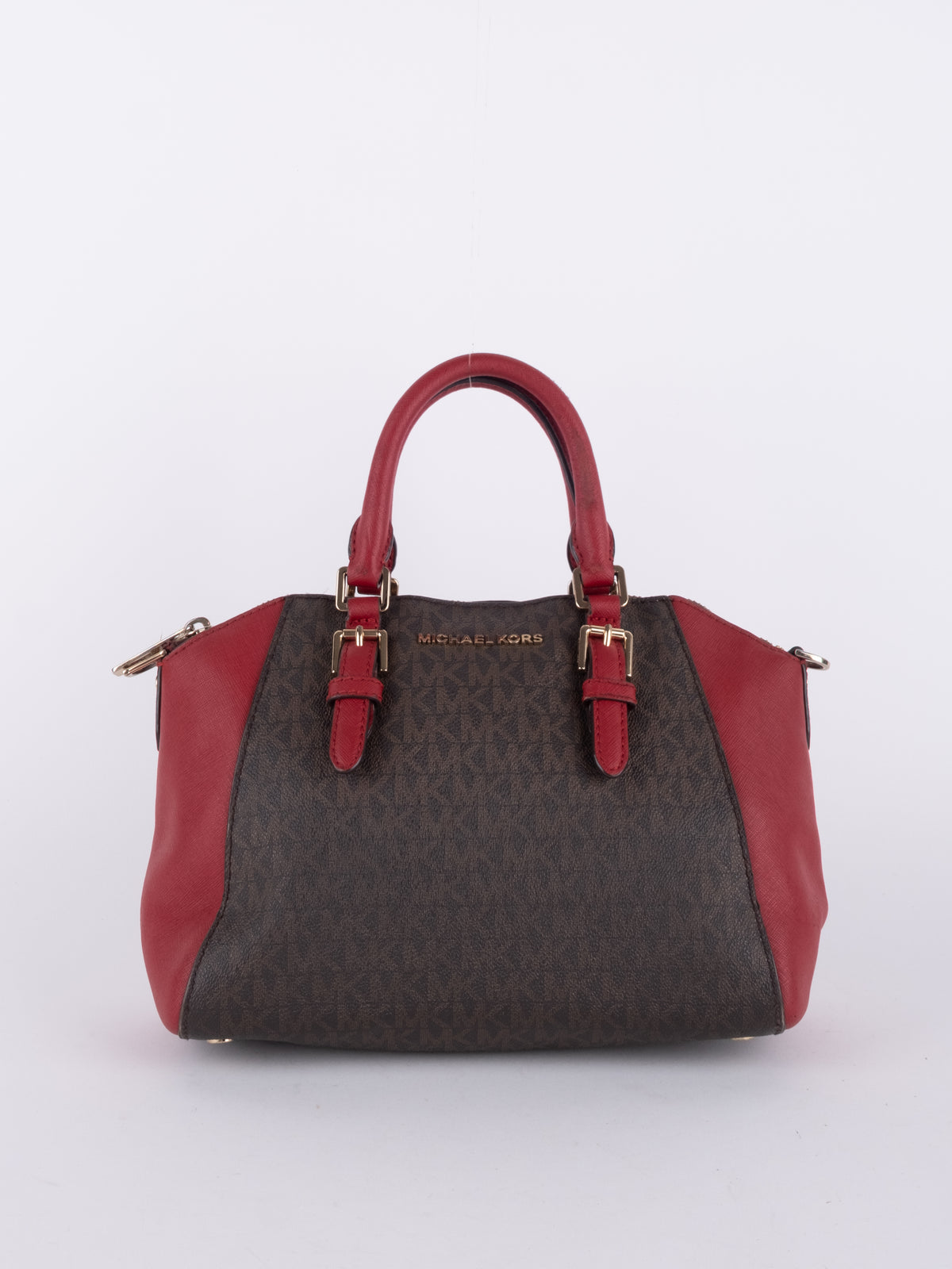 Michael Kors Red Black Signature Mini Satchel Bag
