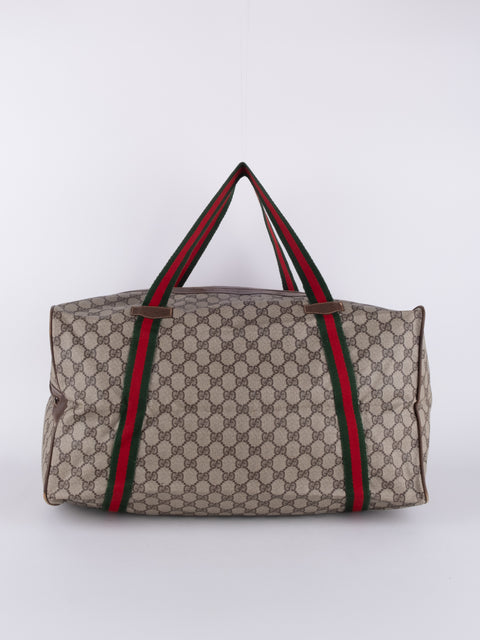 Gucci Vintage GG Supreme Web Stripe Large Tote Bag