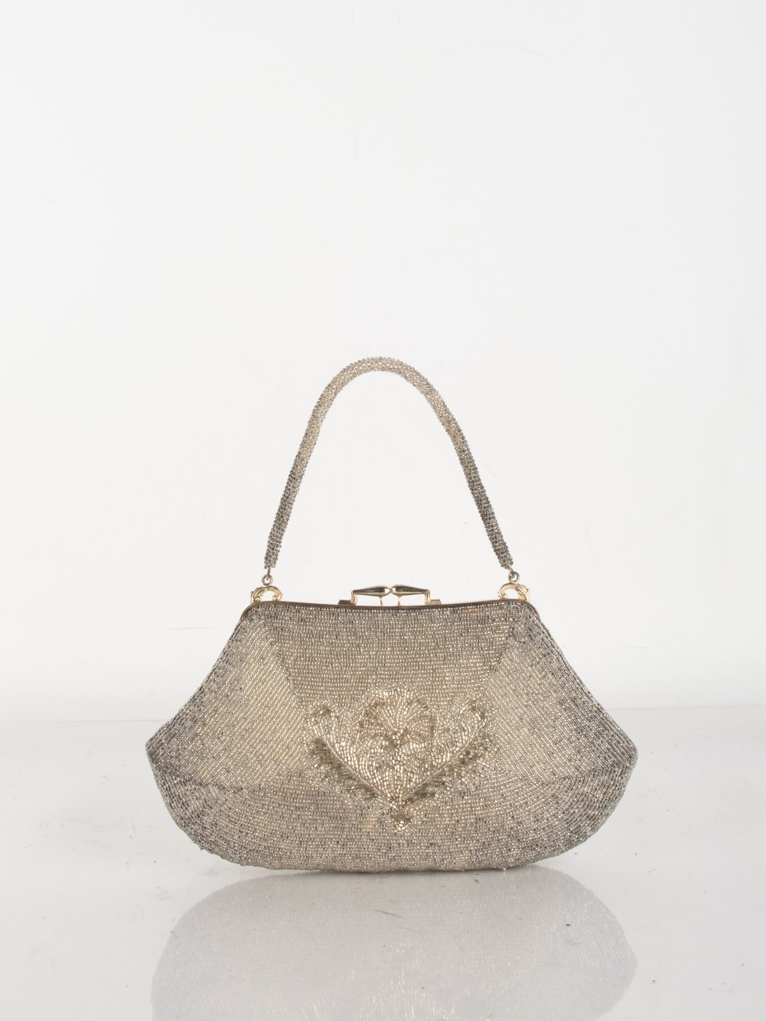 Vintage Silver Beaded Evening Bag