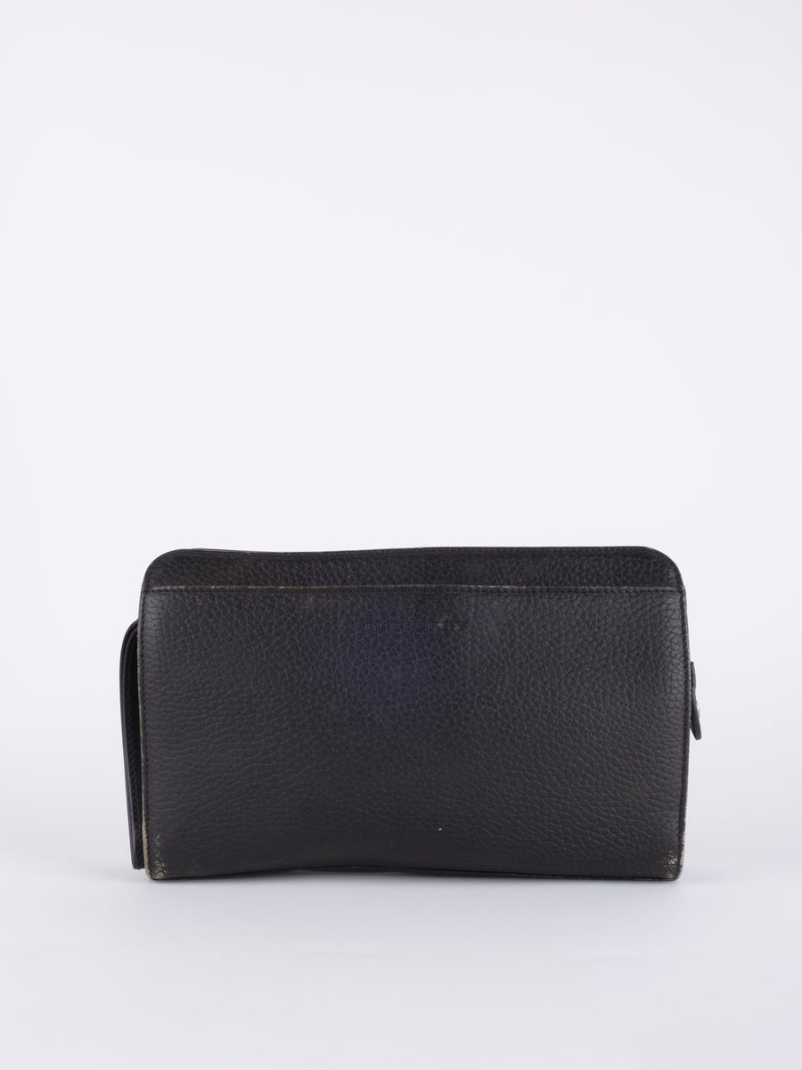 BURBERRY Vintage Black Leather Clutch Bag