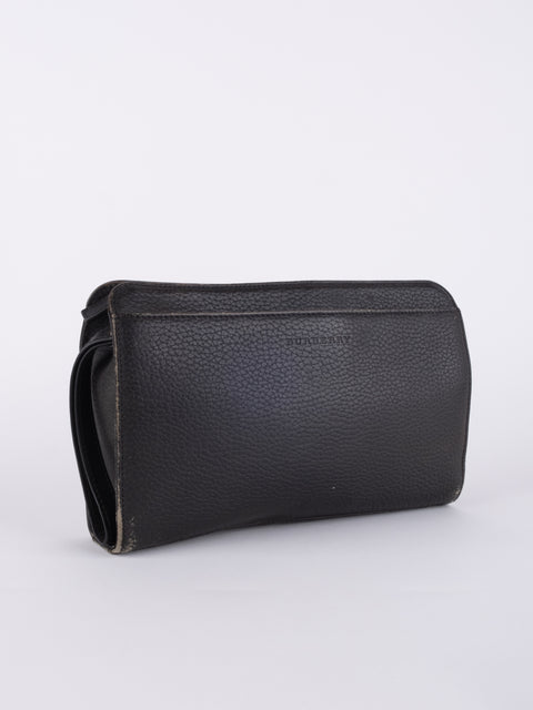 BURBERRY Vintage Black Leather Clutch Bag